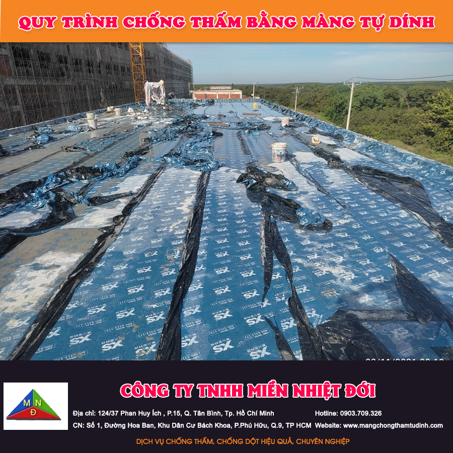 Quy trình chống thấm bằng màng tự dính